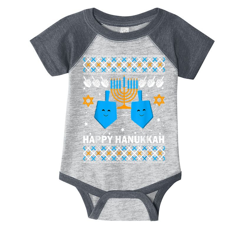 Happy Hanukkah Ugly Sweater Chanukah Jewish Christmas Gifts Infant Baby Jersey Bodysuit