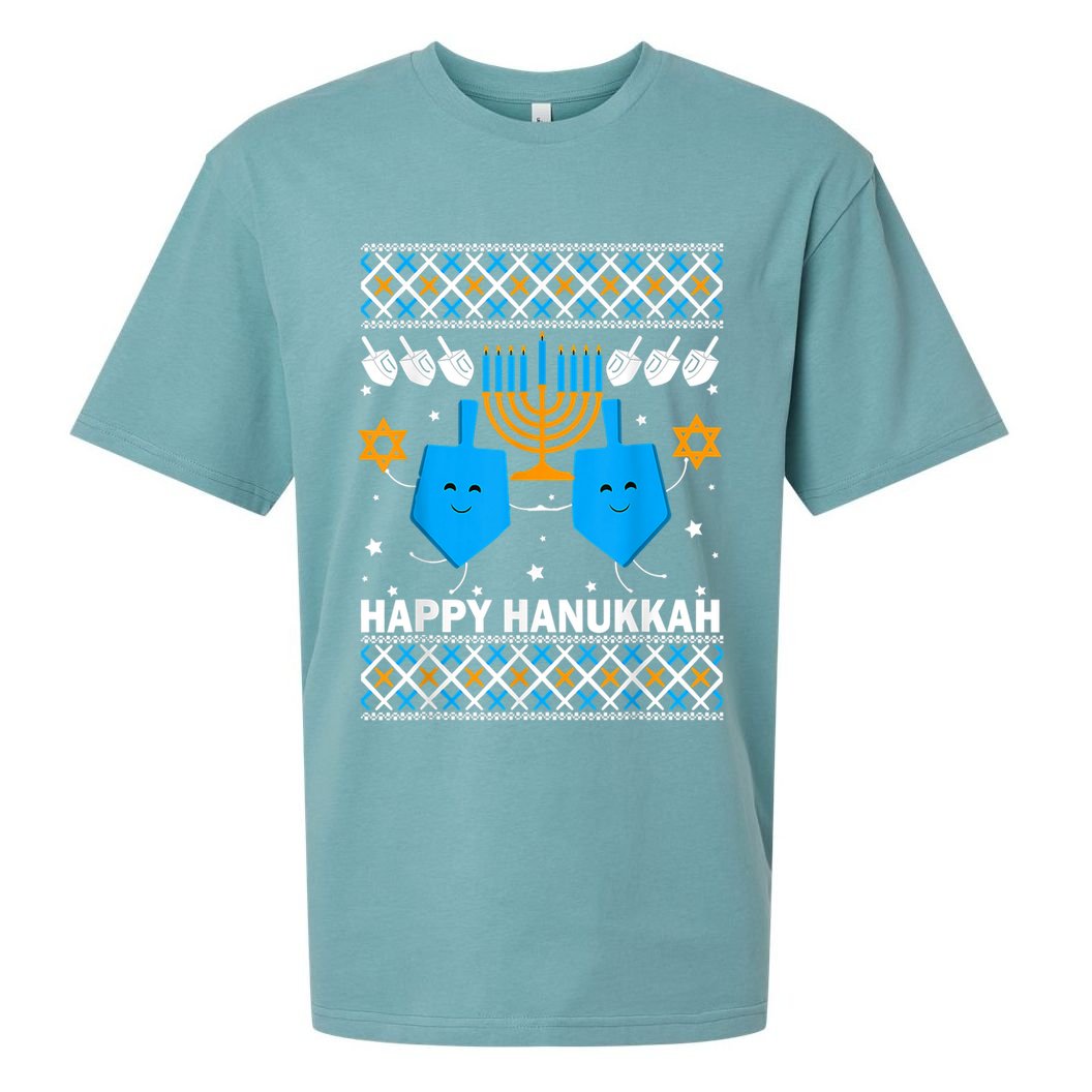 Happy Hanukkah Ugly Sweater Chanukah Jewish Christmas Gifts Sueded Cloud Jersey T-Shirt