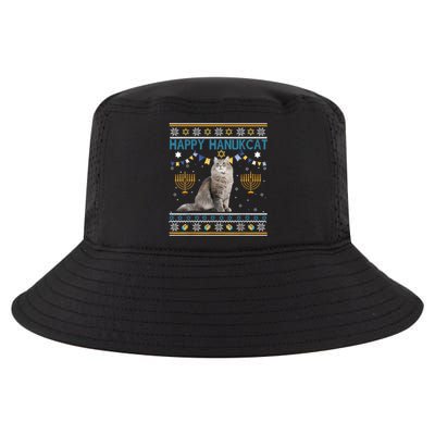 Happy Hanukcat Ugly Hanukkah Sweater Cat Chanukah Jewish Cool Comfort Performance Bucket Hat