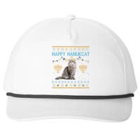 Happy Hanukcat Ugly Hanukkah Sweater Cat Chanukah Jewish Snapback Five-Panel Rope Hat