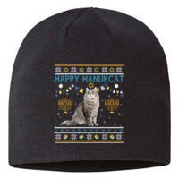 Happy Hanukcat Ugly Hanukkah Sweater Cat Chanukah Jewish Sustainable Beanie