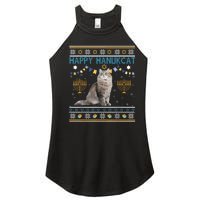 Happy Hanukcat Ugly Hanukkah Sweater Cat Chanukah Jewish Women's Perfect Tri Rocker Tank