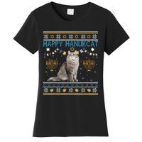 Happy Hanukcat Ugly Hanukkah Sweater Cat Chanukah Jewish Women's T-Shirt