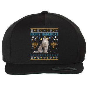 Happy Hanukcat Ugly Hanukkah Sweater Cat Chanukah Jewish Wool Snapback Cap