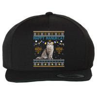 Happy Hanukcat Ugly Hanukkah Sweater Cat Chanukah Jewish Wool Snapback Cap