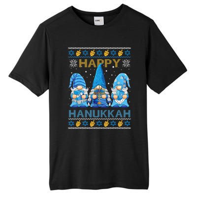 Happy Hanukkah Ugly Christmas Gnome Gnomies Menorah Dreidel Tall Fusion ChromaSoft Performance T-Shirt