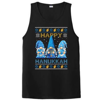 Happy Hanukkah Ugly Christmas Gnome Gnomies Menorah Dreidel PosiCharge Competitor Tank