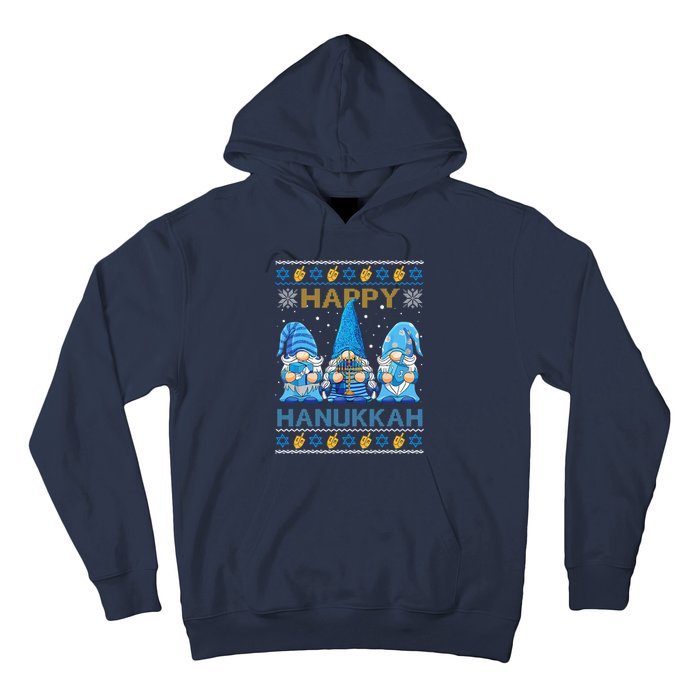 Happy Hanukkah Ugly Christmas Gnome Gnomies Menorah Dreidel Hoodie