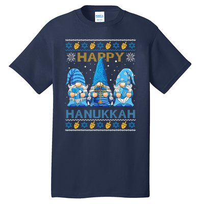 Happy Hanukkah Ugly Christmas Gnome Gnomies Menorah Dreidel Tall T-Shirt