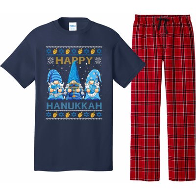 Happy Hanukkah Ugly Christmas Gnome Gnomies Menorah Dreidel Pajama Set