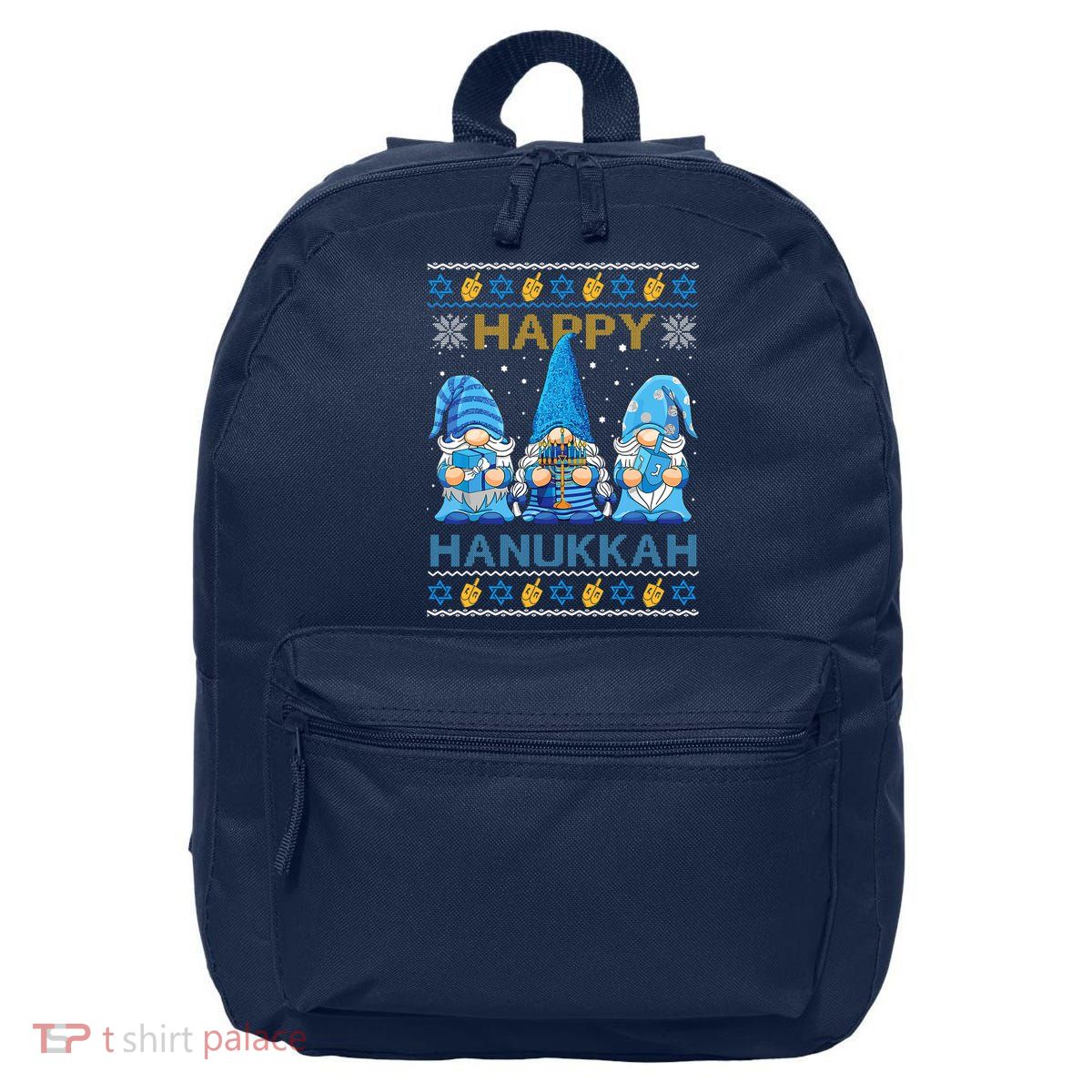 Happy Hanukkah Ugly Christmas Gnome Gnomies Menorah Dreidel 16 in Basic Backpack