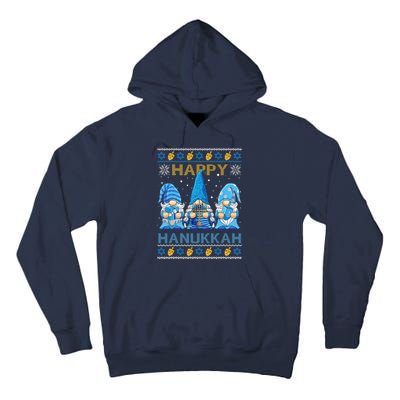 Happy Hanukkah Ugly Christmas Gnome Gnomies Menorah Dreidel Tall Hoodie