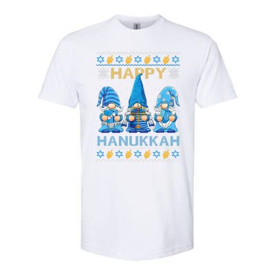 Happy Hanukkah Ugly Christmas Gnome Gnomies Menorah Dreidel Softstyle CVC T-Shirt