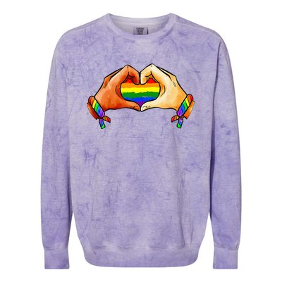 Hand Heart Unity Pride LGBTQ Rainbow Flag LGBT Pride Ally Colorblast Crewneck Sweatshirt