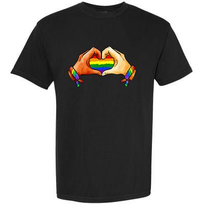 Hand Heart Unity Pride LGBTQ Rainbow Flag LGBT Pride Ally Garment-Dyed Heavyweight T-Shirt