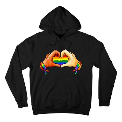 Hand Heart Unity Pride LGBTQ Rainbow Flag LGBT Pride Ally Hoodie