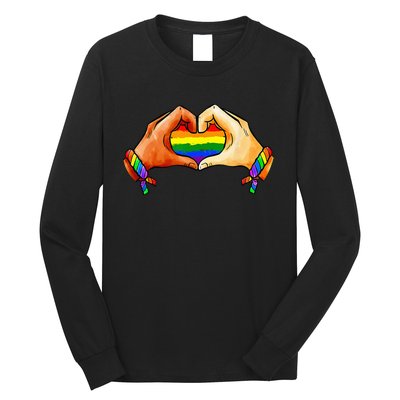 Hand Heart Unity Pride LGBTQ Rainbow Flag LGBT Pride Ally Long Sleeve Shirt