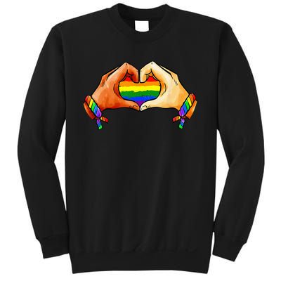 Hand Heart Unity Pride LGBTQ Rainbow Flag LGBT Pride Ally Sweatshirt