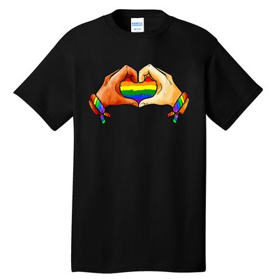 Hand Heart Unity Pride LGBTQ Rainbow Flag LGBT Pride Ally Tall T-Shirt