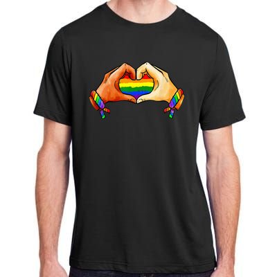 Hand Heart Unity Pride LGBTQ Rainbow Flag LGBT Pride Ally Adult ChromaSoft Performance T-Shirt