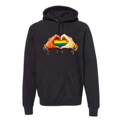 Hand Heart Unity Pride LGBTQ Rainbow Flag LGBT Pride Ally Premium Hoodie