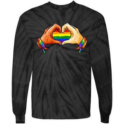 Hand Heart Unity Pride LGBTQ Rainbow Flag LGBT Pride Ally Tie-Dye Long Sleeve Shirt