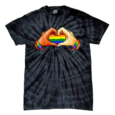 Hand Heart Unity Pride LGBTQ Rainbow Flag LGBT Pride Ally Tie-Dye T-Shirt