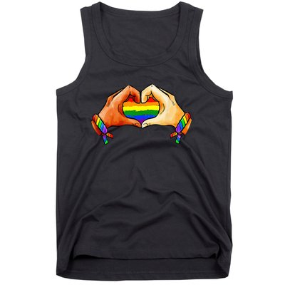 Hand Heart Unity Pride LGBTQ Rainbow Flag LGBT Pride Ally Tank Top