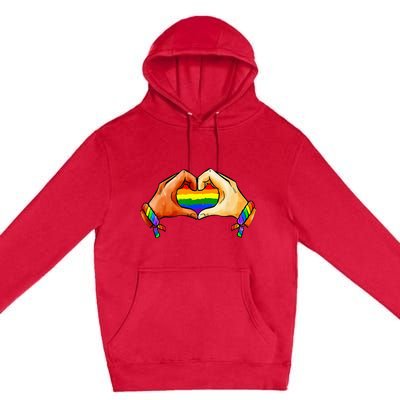 Hand Heart Unity Pride LGBTQ Rainbow Flag LGBT Pride Ally Premium Pullover Hoodie