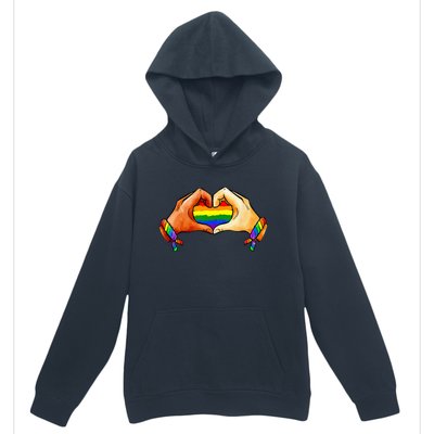 Hand Heart Unity Pride LGBTQ Rainbow Flag LGBT Pride Ally Urban Pullover Hoodie