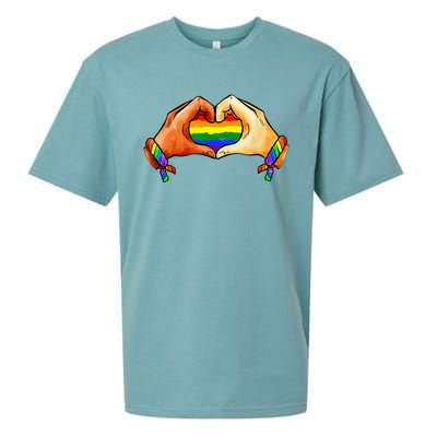 Hand Heart Unity Pride LGBTQ Rainbow Flag LGBT Pride Ally Sueded Cloud Jersey T-Shirt