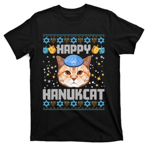 Happy Hanukcat Ugly Hanukkah Sweater Cat Chanukah Jewish Long Sleeve T-Shirt