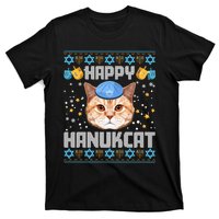 Happy Hanukcat Ugly Hanukkah Sweater Cat Chanukah Jewish Long Sleeve T-Shirt