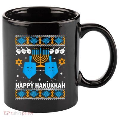 Happy Hanukkah Ugly Sweater Chanukah Jewish Christmas Gifts 11oz C Handle Ceramic Mug