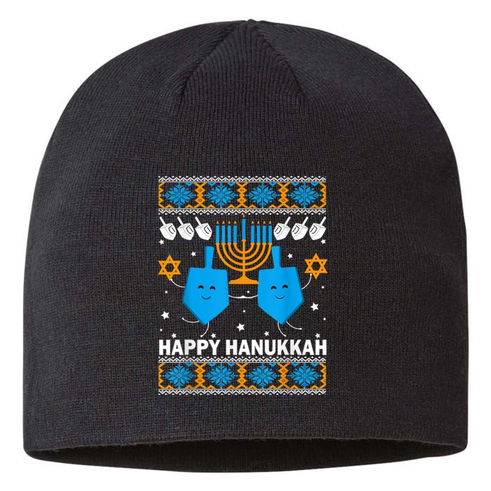 Happy Hanukkah Ugly Sweater Chanukah Jewish Christmas Gifts Sustainable Beanie