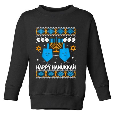 Happy Hanukkah Ugly Sweater Chanukah Jewish Christmas Gifts Toddler Sweatshirt