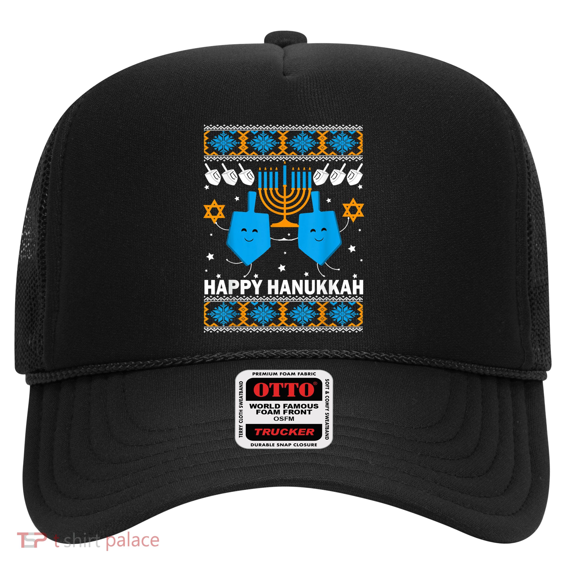 Happy Hanukkah Ugly Sweater Chanukah Jewish Christmas Gifts Trucker Hat