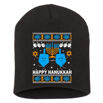 Happy Hanukkah Ugly Sweater Chanukah Jewish Christmas Gifts Short Acrylic Beanie