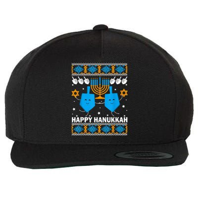 Happy Hanukkah Ugly Sweater Chanukah Jewish Christmas Gifts Wool Snapback Cap