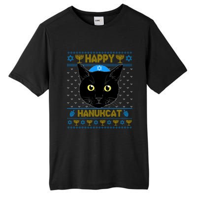 Happy Hanukcat Ugly Hanukkah Sweater Cat Chanukah Jewish Gift Tall Fusion ChromaSoft Performance T-Shirt