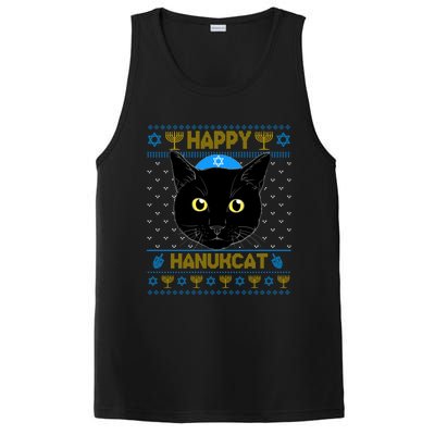 Happy Hanukcat Ugly Hanukkah Sweater Cat Chanukah Jewish Gift PosiCharge Competitor Tank