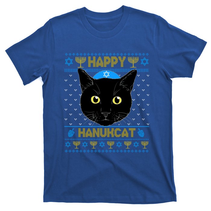 Happy Hanukcat Ugly Hanukkah Sweater Cat Chanukah Jewish Gift T-Shirt