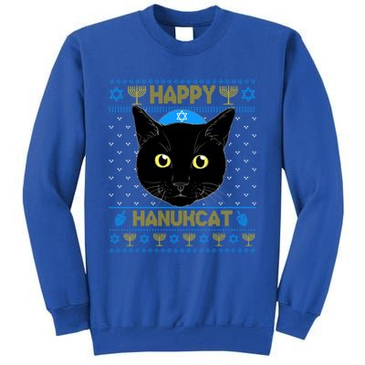 Happy Hanukcat Ugly Hanukkah Sweater Cat Chanukah Jewish Gift Tall Sweatshirt