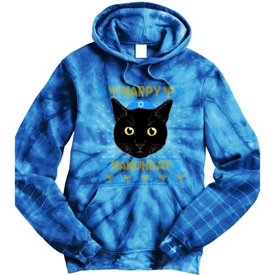 Happy Hanukcat Ugly Hanukkah Sweater Cat Chanukah Jewish Gift Tie Dye Hoodie