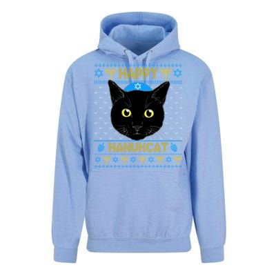 Happy Hanukcat Ugly Hanukkah Sweater Cat Chanukah Jewish Gift Unisex Surf Hoodie