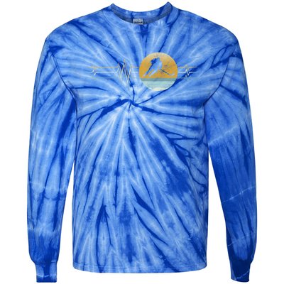 Hockey Heartbeat Vintage Retro Ice Hockey Sport Gift Tie-Dye Long Sleeve Shirt