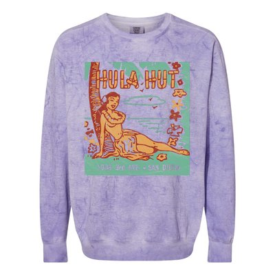 Hula Hut Vintage Tiki Bar Summer Vacation Colorblast Crewneck Sweatshirt