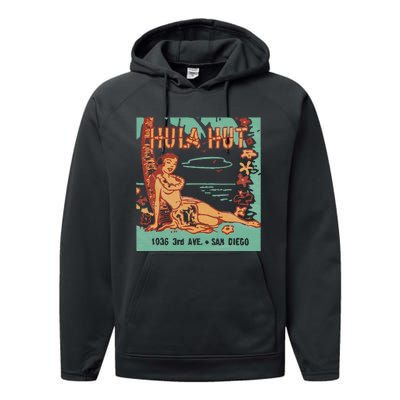 Hula Hut Vintage Tiki Bar Summer Vacation Performance Fleece Hoodie