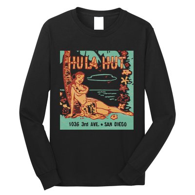 Hula Hut Vintage Tiki Bar Summer Vacation Long Sleeve Shirt