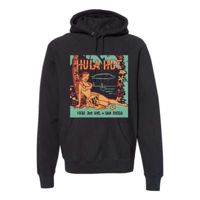 Hula Hut Vintage Tiki Bar Summer Vacation Premium Hoodie